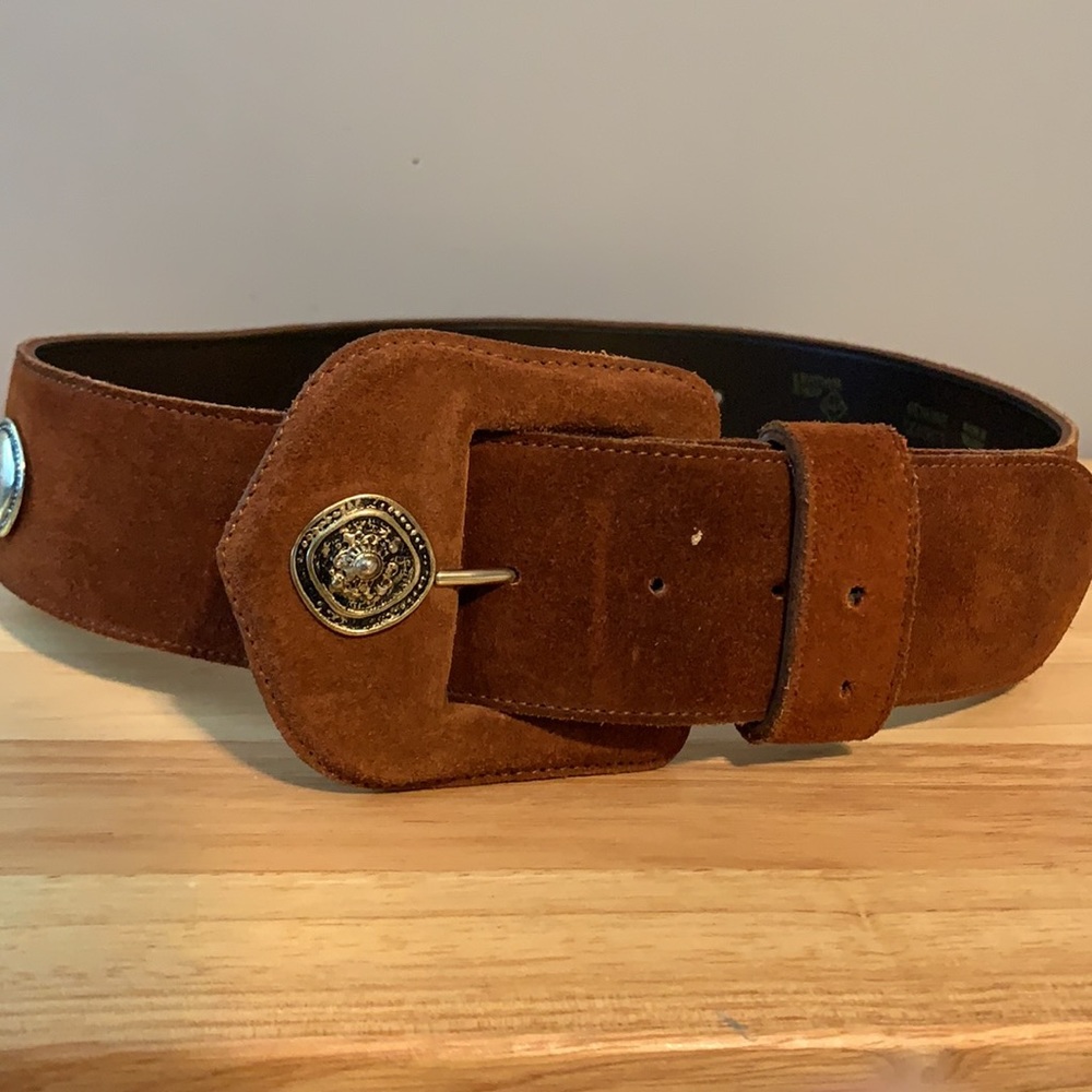 Women's Vintage Genuine Leather Suede Belt 37"